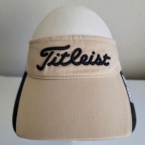 Titleist Golf Hat Sun Visor Adjustable Strapback Tan Blue‎